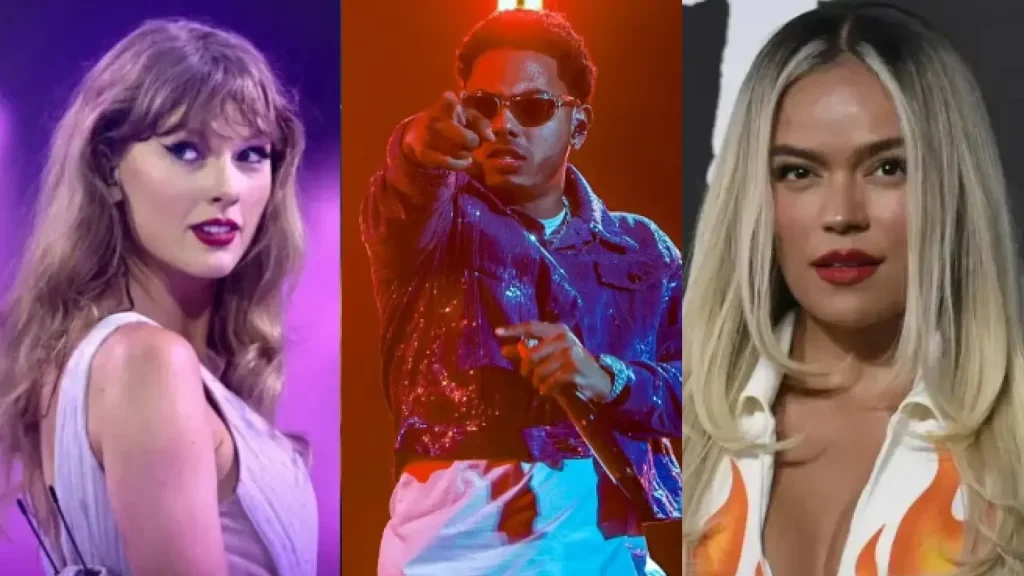 Taylor Swift, la artista más escuchada en Spotify, Myke Towers y Karol G brillan en España